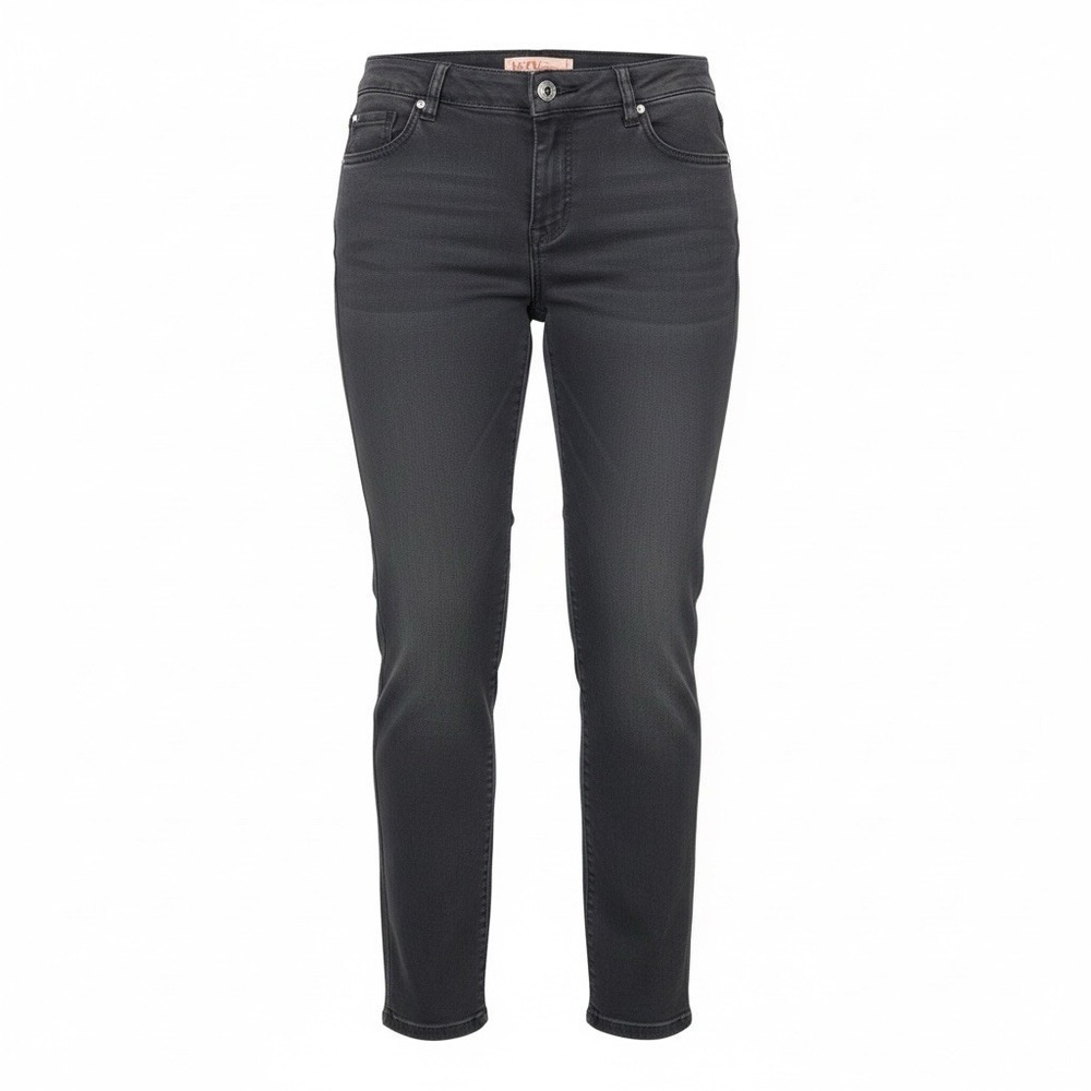T&M JEANS Womens Straight Leg Jeans Black Denim 29x28‎ Embroidered Pocket